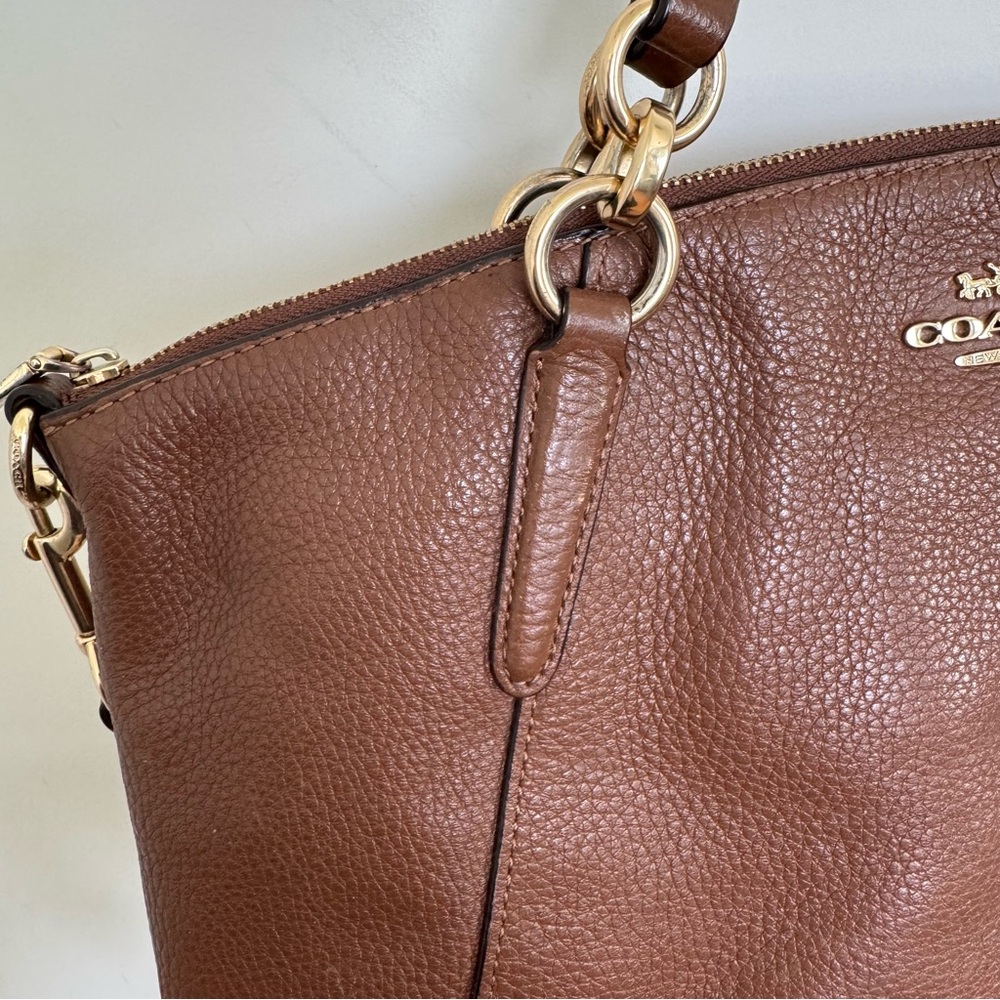 Coach Kelsey Brown Pebbled Leather Double Handles
Zipper Closure Satchel Bag - Picture 3 of 11